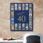 40th Birthday Chapter 40 Family Photo Collage<br><div class="desc">Looking for the perfect 40th birthday gift? This unique and stylish faux canvas print is the perfect way to commemorate and celebrate their special day. Featuring a modern blue and gold template design, this collage of family photos is a meaningful and lasting gift. Our template makes it easy to customize...</div>