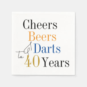40th Birthday Cheers and Beers Darts Blue Servet