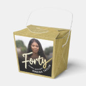 40th birthday Forty script gold black photo Bedankdoosjes (Voorkant Zijde)