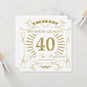 40th Birthday Gag Gift Kaart (Voorkant / Achterkant in situ)
