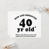 40th Birthday Gag Gifts Kaart (Voorkant / Achterkant in situ)