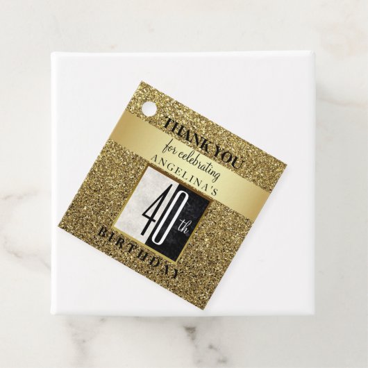 40th Birthday Glitter Gold Dank u Bedankjes Labels (In situ)