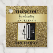 40th Birthday Glitter Gold Dank u Bedankjes Labels (Voorkant)