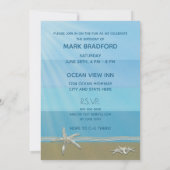 40th Birthday Invitation, Ocean, Starfish, Name Kaart (Achterkant)