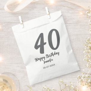 40th Birthday Naam toevoegen Datum Jaar Black sjab Bedankzakje