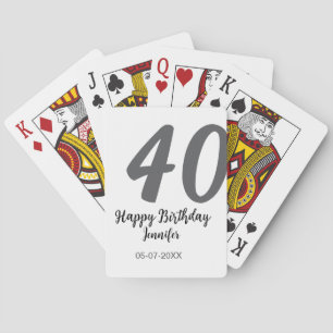 40th Birthday Naam toevoegen Datum Jaar Black sjab Pokerkaarten