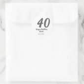 40th Birthday Naam toevoegen Datum Jaar Black sjab Ronde Sticker (Tas)