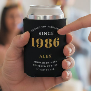 40th Birthday Name 1982 Black Gold Elegant Chic Blikjeskoeler