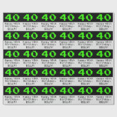 40th Birthday - Nerdy / Geeky Style "40" en naam Cadeaupapier (Vlak)