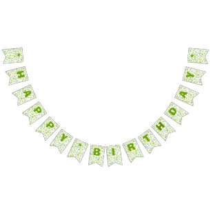 40th Birthday Number Pattern Green and White Vlaggetjes