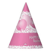 40th Birthday Number Pattern roze/White Scallops Feesthoedjes (Links)