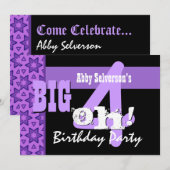 40th Birthday Party - Big 4 Oh Purple Flowers G207 Kaart (Voorkant / Achterkant)