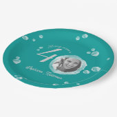 40th Birthday Party Bubble Dark Teal Papieren Bordje (Gekanteld)