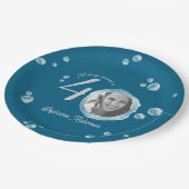 40th Birthday Party Bubble Twilight Blue Papieren Bordje (Gekanteld)