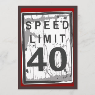 40th Birthday Party Grungy Speed Limit Sign Kaart