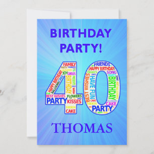 40th Birthday Party Invitation Voeg een naam toe Kaart