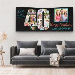 40th Birthday Party Look Who's 40 Photo Collage<br><div class="desc">Bandeau personnalisé de 40e anniversaire que vous pouvez personnaliser avec un nom et quelques-unes de vos photos préférées. Le modèle photo affiche vos photos dans un collage photo qui forme le numéro 40 ainsi qu'une photo carré principale. Le dessin dit "regarde qui a 40 Joyeux Anniversaire [ton nom]".</div>
