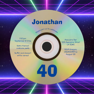 40th Birthday Party Retro 90s Music Thed Faux CD Kaart