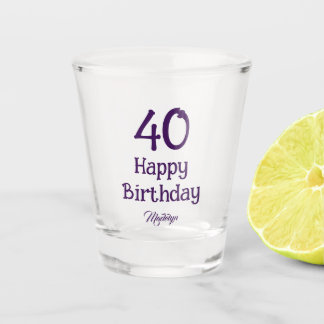 40th Birthday Party Script Custom Name Shot glass Glas