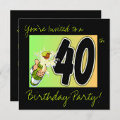 40th birthday party's kaart (Voorkant / Achterkant)