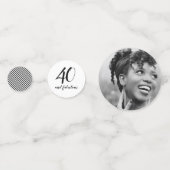 40th Birthday Photo Black White Party Confetti (Voorkanten)