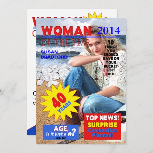 40th Birthday PHOTO Uitnodiging - Hoesje van het T (Voorkant / Achterkant)