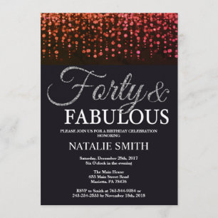 40th Birthday Red en Silver Glitter Kaart