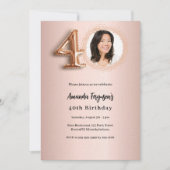 40th Birthday roos gouden foto luxe Kaart (Voorkant)