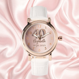 40th Birthday roos gouden naam Horloge