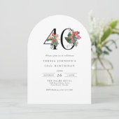 40th Birthday Simple Elegant Tropical Invitation Kaart (Staand voorkant)