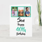 40th Birthday Son Green Modern Photo Collage Kaart (Voorkant)