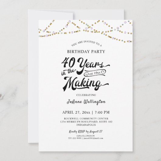 40th Birthday String Lights 40 JAAR IN DE MAAK Kaart (Voorkant)