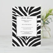 40th Black White Zebra Birthday Invitation Kaart (Staand voorkant)