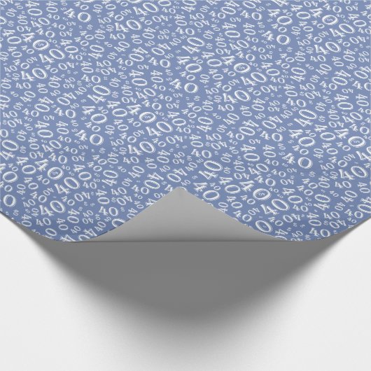 40th Blue/White Birthday Random Number 40 Pattern Cadeaupapier (Hoek)