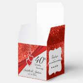 40th Bright Red en Glitter Jubileum Favor Box Bedankdoosjes (Geopend)