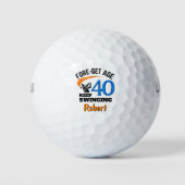40th Golf Gift for Uncle Funny Blue Custom Golfballen (Voorkant)
