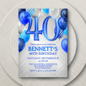 40th Mens Blue Anniversaire Invitation