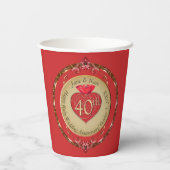 40th of 15th Ruby Wedding Jubileum Papieren Bekers (Achterkant)