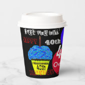 40th Over the Hill Blue Cupcake Balloons Papieren Bekers (Voorkant)