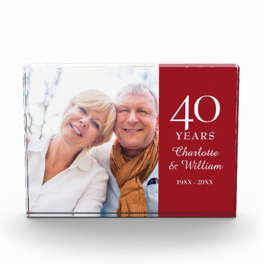 40th Ruby Bruiloft Jubileum Foto Elegant (Voorkant)