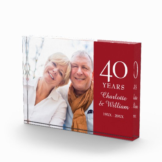 40th Ruby Bruiloft Jubileum Foto Elegant (Rechts)