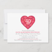 40th Ruby Bruiloft Jubileum waterverf hart Kaart (Voorkant)