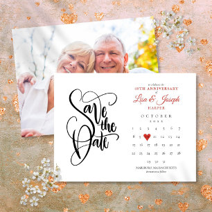 40th Ruby Jubileum Save the Date Calendar Photo Aankondigingskaart