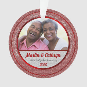 40th Ruby Red Anniversary with Damask and Photo