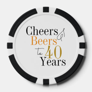 40th Verjaardag Proost Beers Zwart en Wit Feest Poker Chips