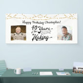 40th Verjaardag Retro Gold String Lights 2 Foto Spandoek (Beurs)