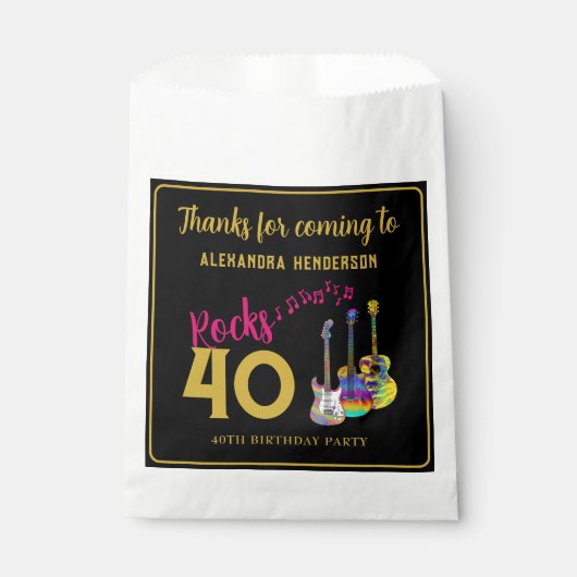 40th Verjaardagsfeestnaam Rock and Roll Bedankt Bedankzakje (Voorkant)