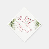40th Wedding Anniversary Greenery Floral Servet (Hoek)