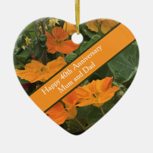 40th Wedding Jubileum Nasturtium alternatief Keramisch Ornament