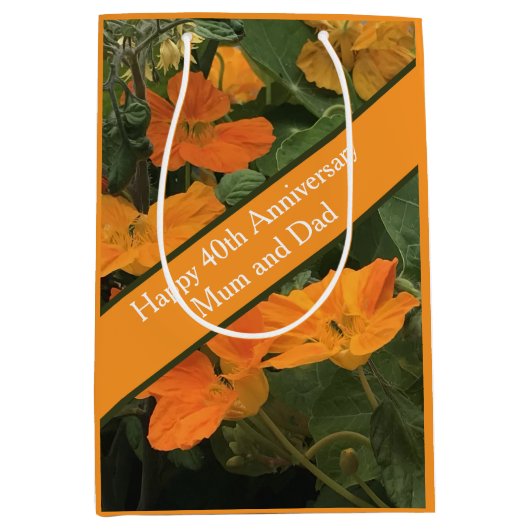 40th Wedding Jubileum Nasturtium alternatief Medium Cadeauzakje (Voorkant)